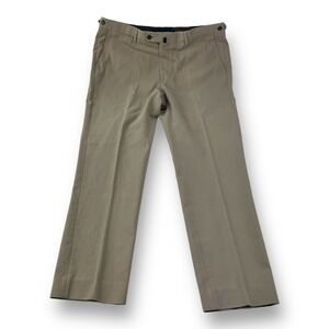 Vigano' Flat Front Cotton Cashmere Dress Pants Brown 36x31 +1.5" Adjusable Waist